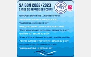 Dates de reprise des activités du NSDR - Saison 2022/2023
